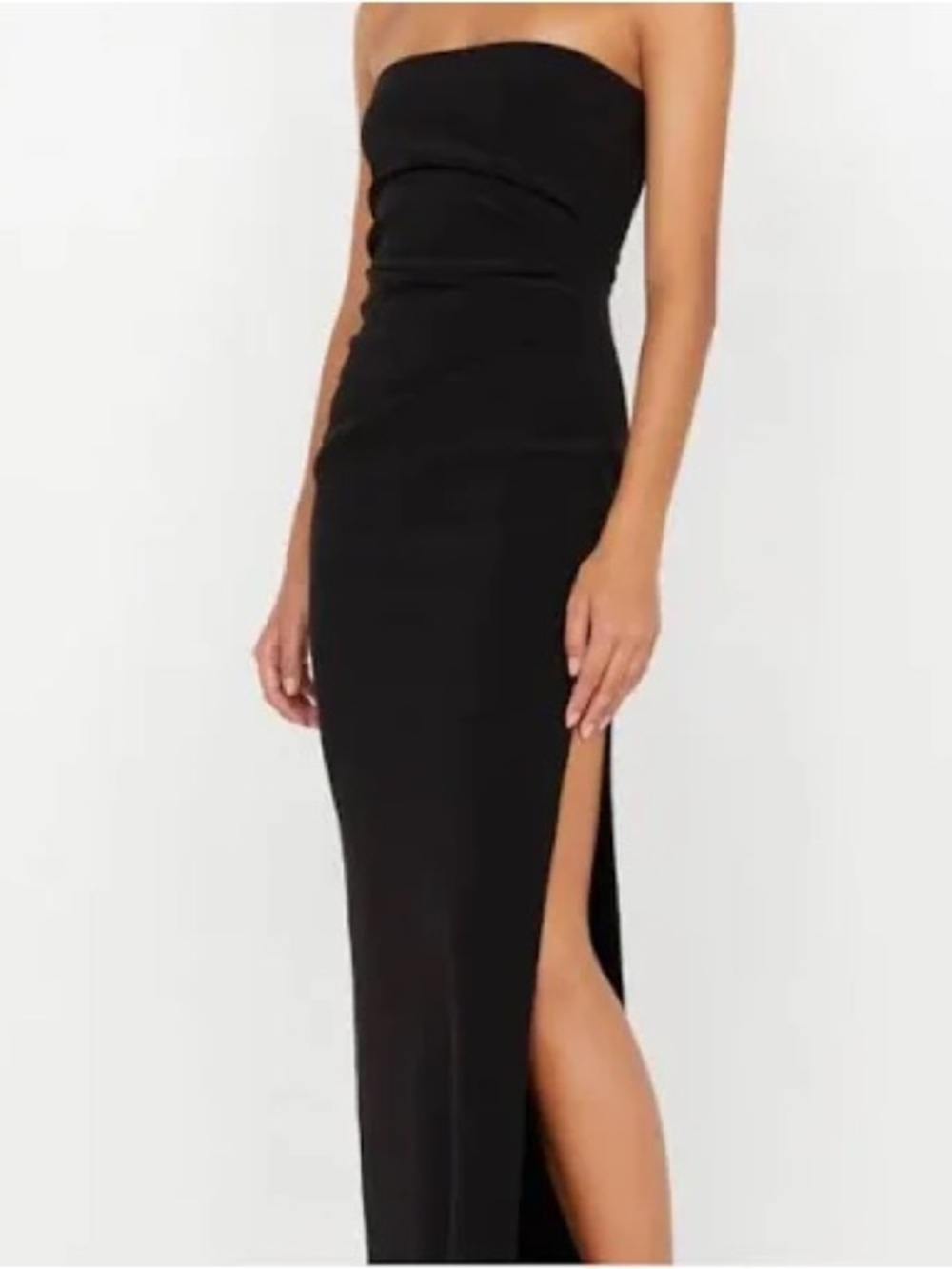 Bec & Bridge Black Strapless Maxi Dress with High Side Slit